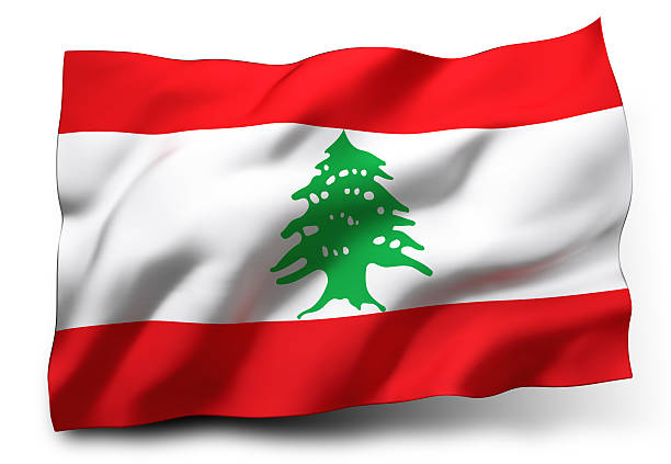 Waving flag of Lebanon isolated on white background