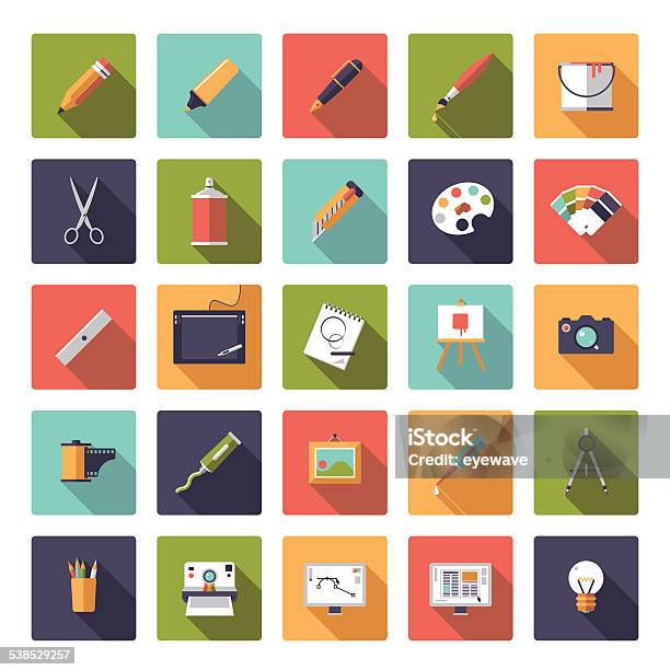 Art And Design Flat Icon Vector Collection Stock Illustration - Download Image Now - Icon Symbol, Paint Can, Paint