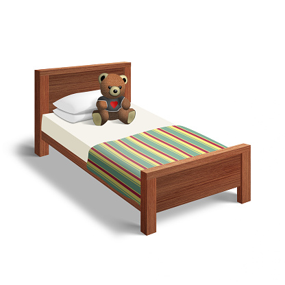 Digital Illustration of a child's bed on a white background