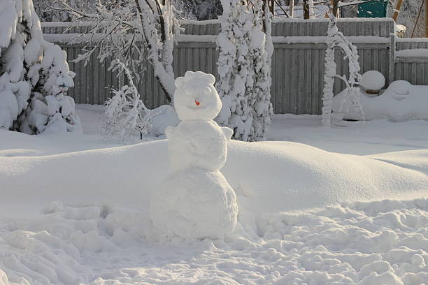 istock Large snowman with a carrot nose from. 538531293