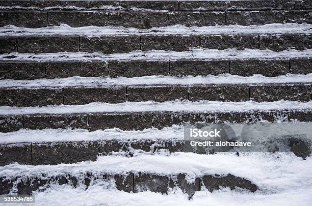 Snow On A Retaining Wall Stock Photo - Download Image Now - 2015, Cold Temperature, Horizontal