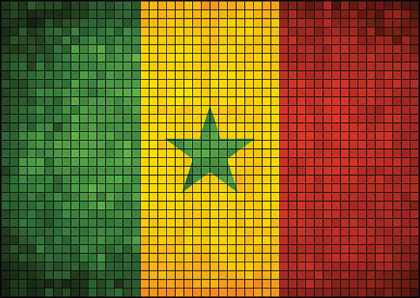 abstrakte mosaik-flagge von senegal - senegal africa vector illustration and painting stock-grafiken, -clipart, -cartoons und -symbole