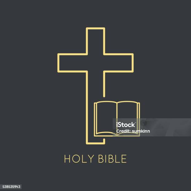 Open Bible With A Crucifix Stock Illustration - Download Image Now - Crucifix, Heaven, Religion