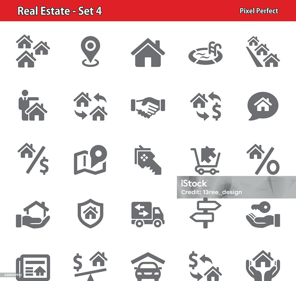 Immobilien-Icons-Set 4 - Lizenzfrei Immobilienmakler Vektorgrafik