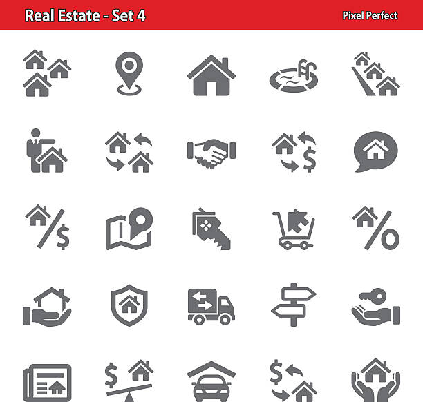 immobilien-icons-set 4 - house insurance home interior residential structure stock-grafiken, -clipart, -cartoons und -symbole