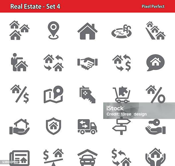 Real Estate Icons Set 4 Stock Illustration - Download Image Now - Real Estate Agent, City, Residential Building