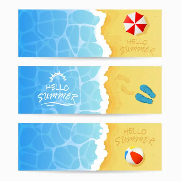 Vector illustration of Three beach Summer cards