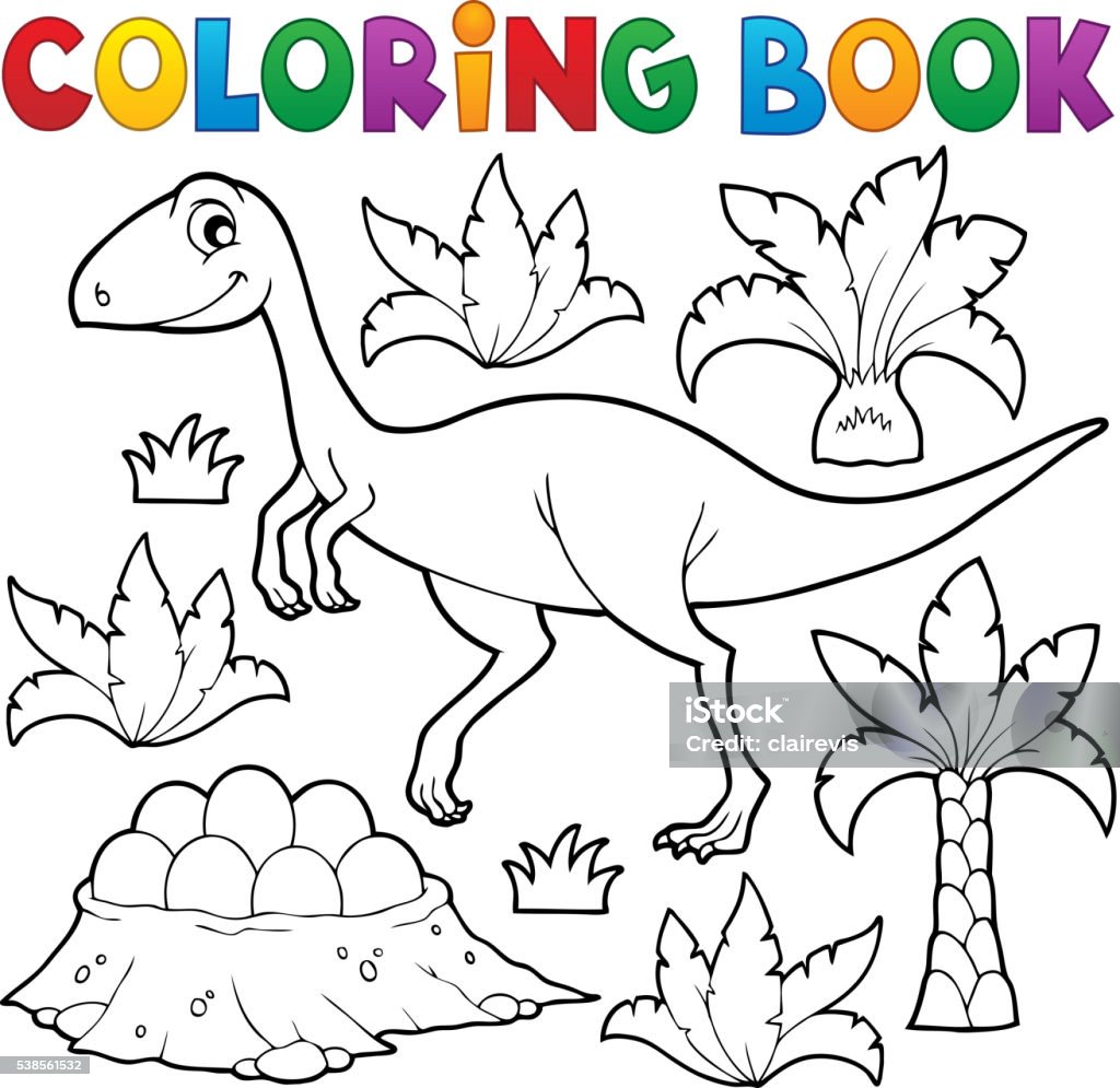 Desenho Composição Dinossauro Livro Colorir Eps10 Ilustração