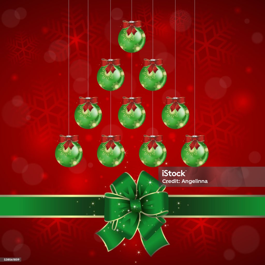 Christmas background Illustration of Christmas background with balls and bows in green and red colors 2015 stock vector