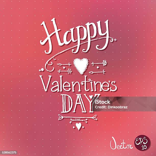 Vintage Hand Drawn Card For Valentines Day Stock Illustration - Download Image Now - 2015, Announcement Message, Blurred Motion