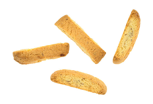 amêndoa nozes biscoitos num fundo branco vista superior - biscotti imagens e fotografias de stock