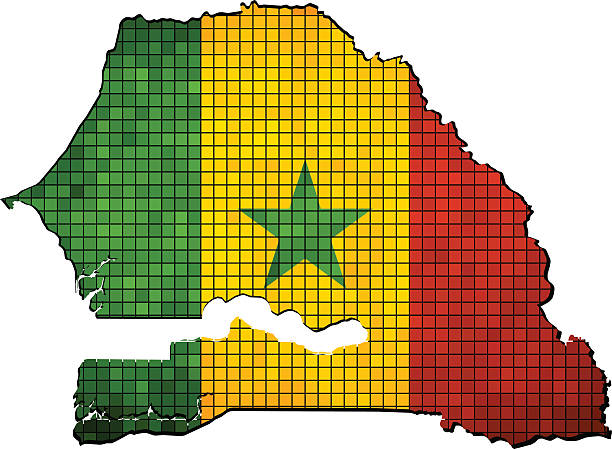 abstrakte mosaik-flagge von senegal - senegal africa vector illustration and painting stock-grafiken, -clipart, -cartoons und -symbole