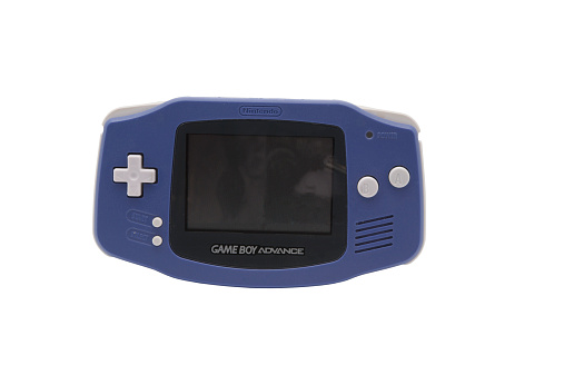 Adelaide, Australia - October 27, 2014: A studio shot of a Ninetendo Gameboy Advance. A popular handheld videogame device has sold over 81 million units worldwide.