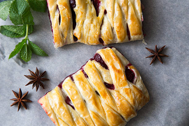 istock delicious homemade cherry pie. braided pie, sliced 538564010