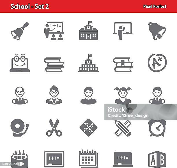 School Icons Set 2 Stock Illustration - Download Image Now - School Building, Education, School Children