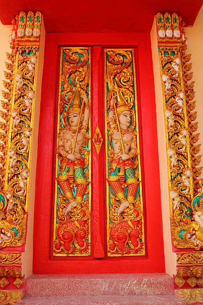 Door Door of Temple in Thailand fairy door fairy tale antique stock pictures, royalty-free photos & images