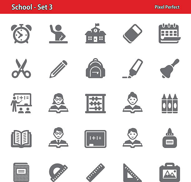 학교 아이콘-세트 3 - classroom bell child elementary school stock illustrations