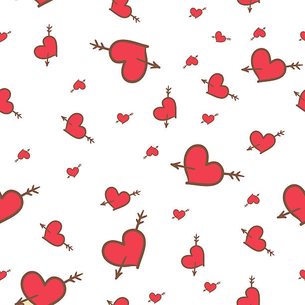 Valentine seamless pattern of hearts Hand-drawn Saint Valentine seamless pattern of hearts dearness stock illustrations