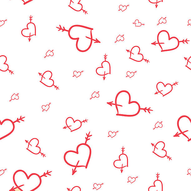 Valentine seamless pattern of hearts Hand-drawn Saint Valentine seamless pattern of hearts dearness stock illustrations