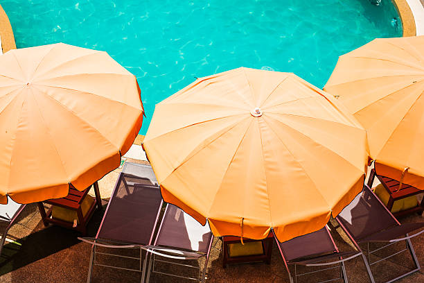 top view of beautiful swimming pool. beautiful swimming pool in the tropics Resort.