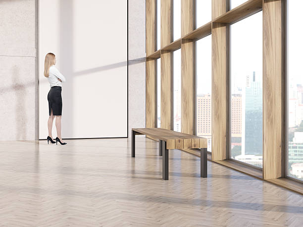 istock Businesswoman with blank banner 538567058