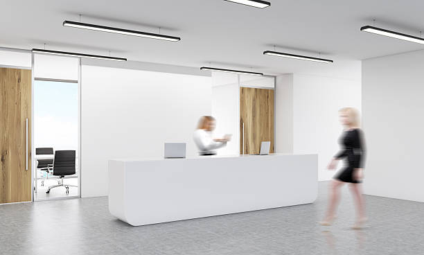 istock Office reception with businesswomen 538567098