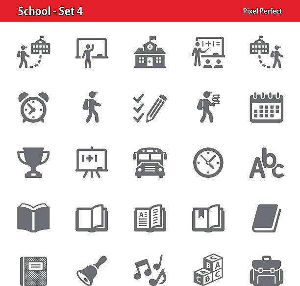 stockillustraties, clipart, cartoons en iconen met school icons - set 4 - basisschool