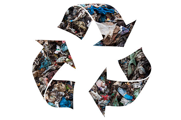 Recycling symbol Recycling symbol made of municipal waste joule stock pictures, royalty-free photos & images