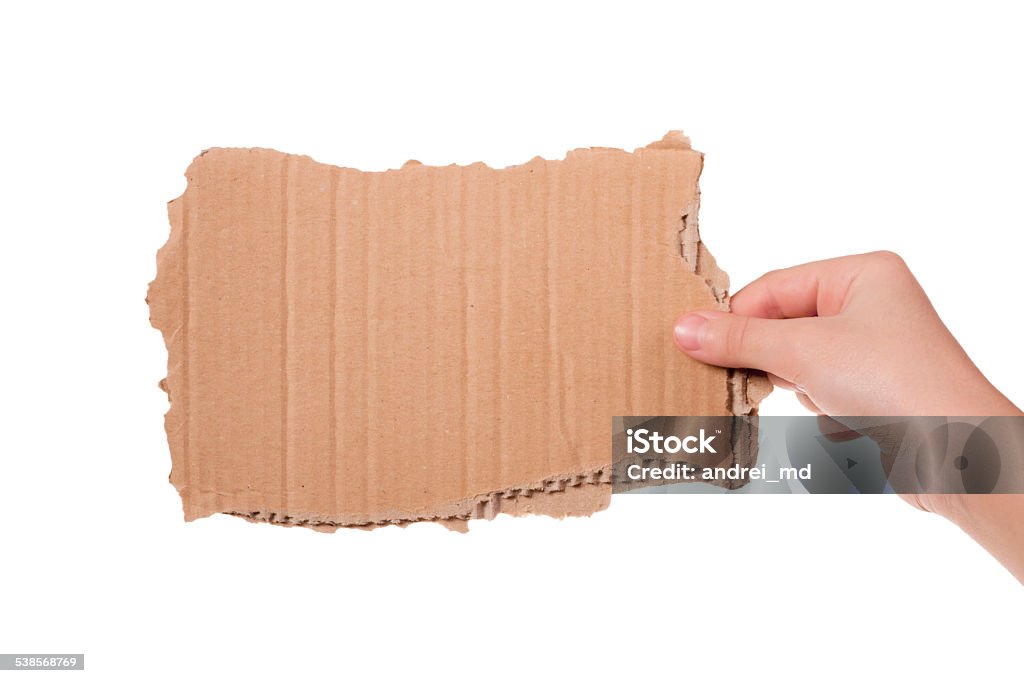 Empty cardboard box in his hand 2015 Stock Photo