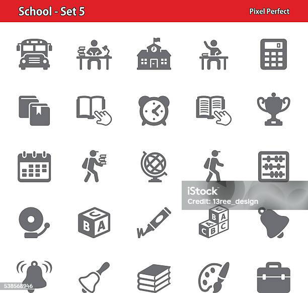 School Icons Set 5 Stock Illustration - Download Image Now - High School, School Building, Elementary School