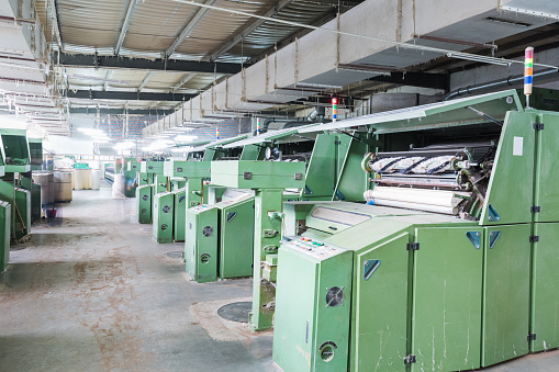 carding machine in a cotton spinning workshop