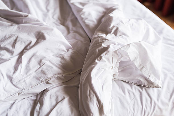 istock Messy bed after wake up in the morning. 538570344
