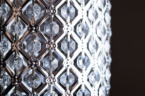 Crystal strass lamp white over black background luxury interior design