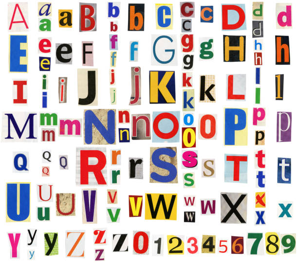 Colorful newspaper alphabet Big size collection of colorful newspapers, magazines letters isolated on a white background. Anonymous alphabet anonymous letter stock pictures, royalty-free photos & images