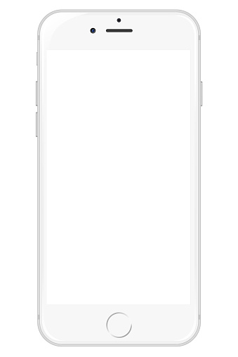 Pedavena, Italy - December 29, 2015: White iPhone 6 showing a blank white screen. Isolated on white. Clipping path included.