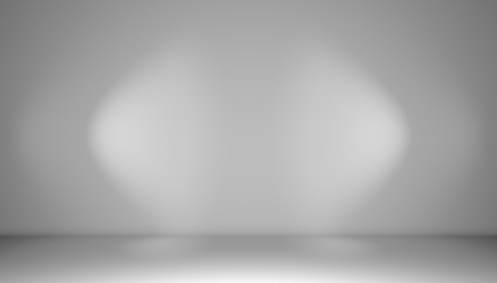 White wall with spotlights. 3D rendering. Copy space in center