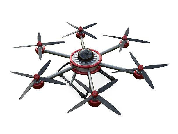 istock Red and gray hexacopter isolated on a white background. 3d 538581134