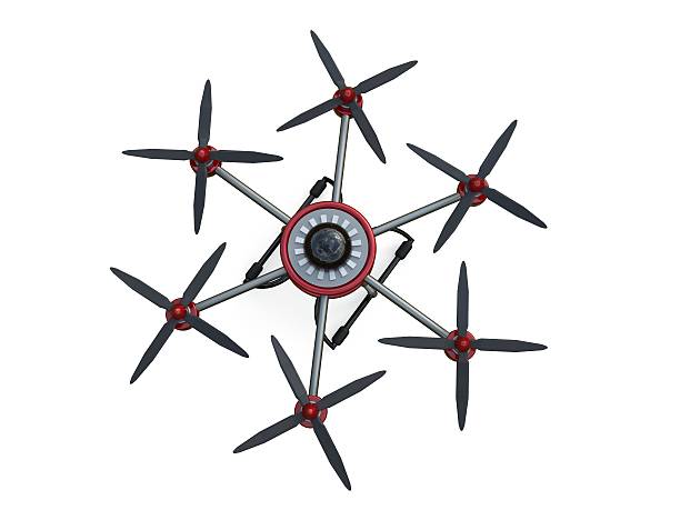 istock Red and gray hexacopter isolated on a white background. 3d 538581216