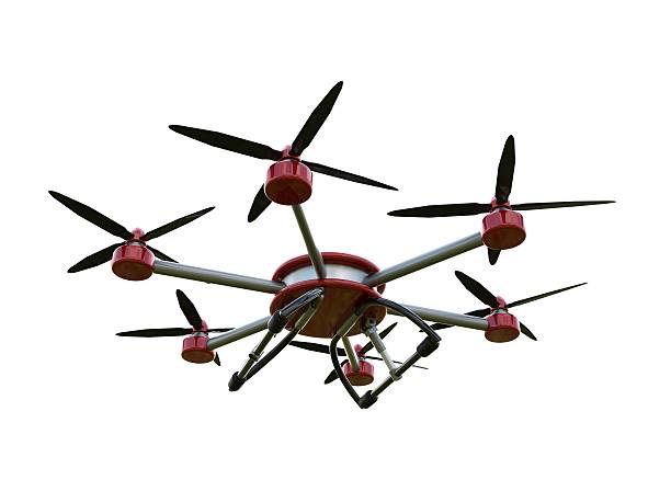 istock Red and gray hexacopter isolated on a white background. 3d 538581240