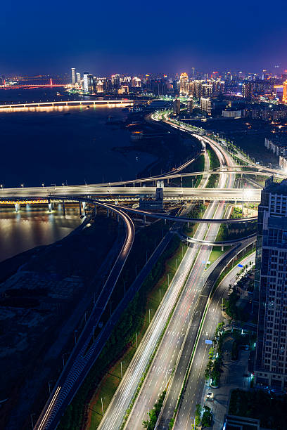 istock Aerial view of city night 538581334