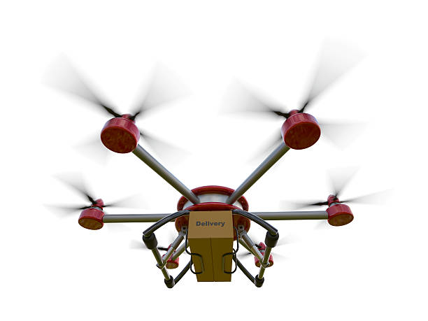 istock Red and gray hexacopter isolated on a white background. Shipping 538581408