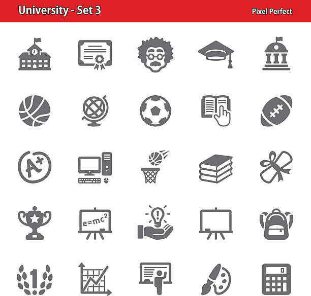 ilustrações de stock, clip art, desenhos animados e ícones de universidade ícones-conjunto 3 - backpack student report card education