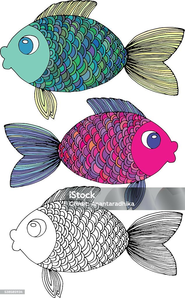 Fish Stylisation Stylized Hand Drawn Fish 1 Stock Illustration - Download Image Now ...