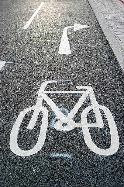 istock High Angle View Of Bicycle Symbol On Street 538587722