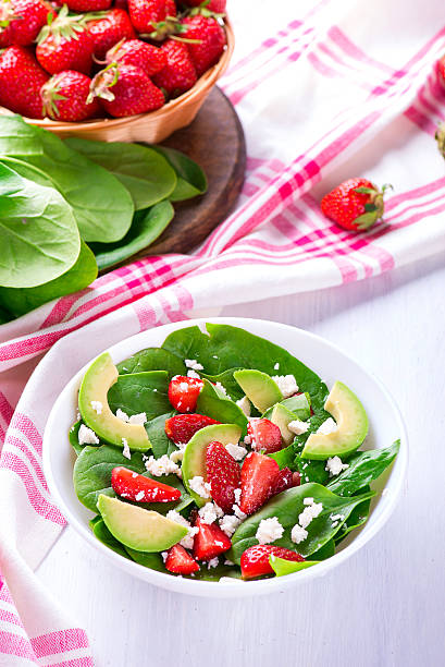 istock Summer salad with strawberry, avocado and spinach 538589286