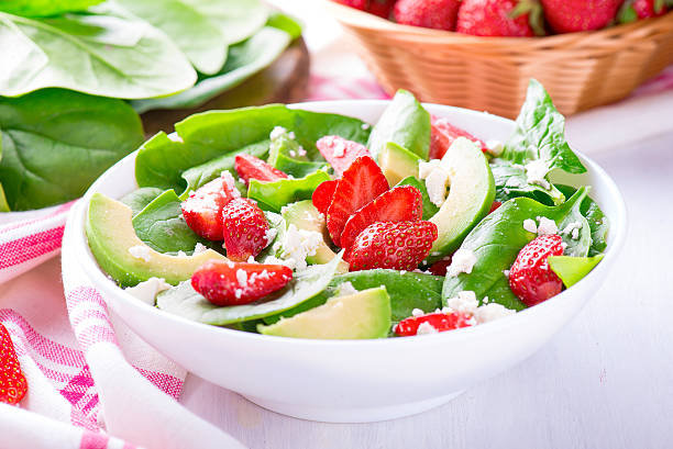 istock Summer salad with strawberry, avocado and spinach 538589474