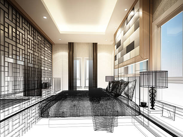 istock abstract sketch design of interior bedroom 538589638