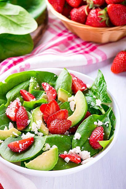 istock Summer salad with strawberry, avocado and spinach 538589666
