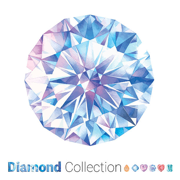 illustrazioni stock, clip art, cartoni animati e icone di tendenza di acquerello diamante rotondo - sapphire gem topaz blue
