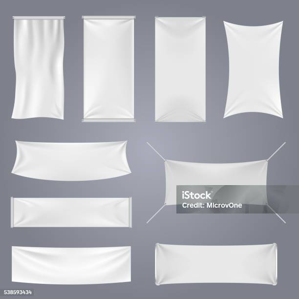 White Blank Textile Advertising Banners Vector Templates Stock Illustration - Download Image Now